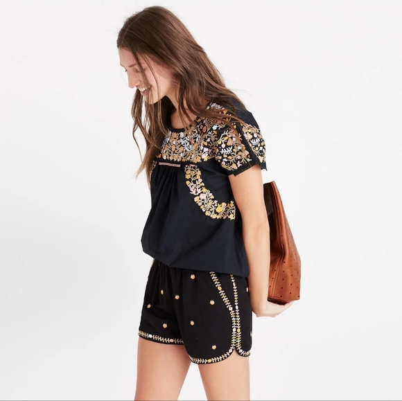 Madewell Pants - MADEWELL Embroidered Springtime Pull-On Shorts SIZE Medium